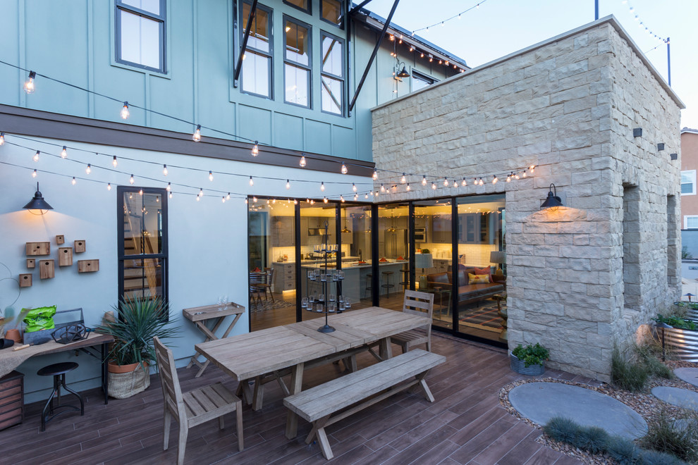 Beach style backyard deck photo in San Diego with no cover