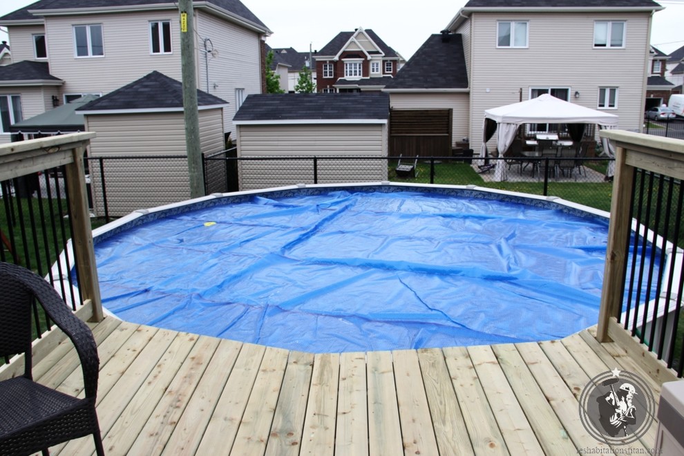 Elegant Above Ground Pool Deck Contemporary Deck Montreal by