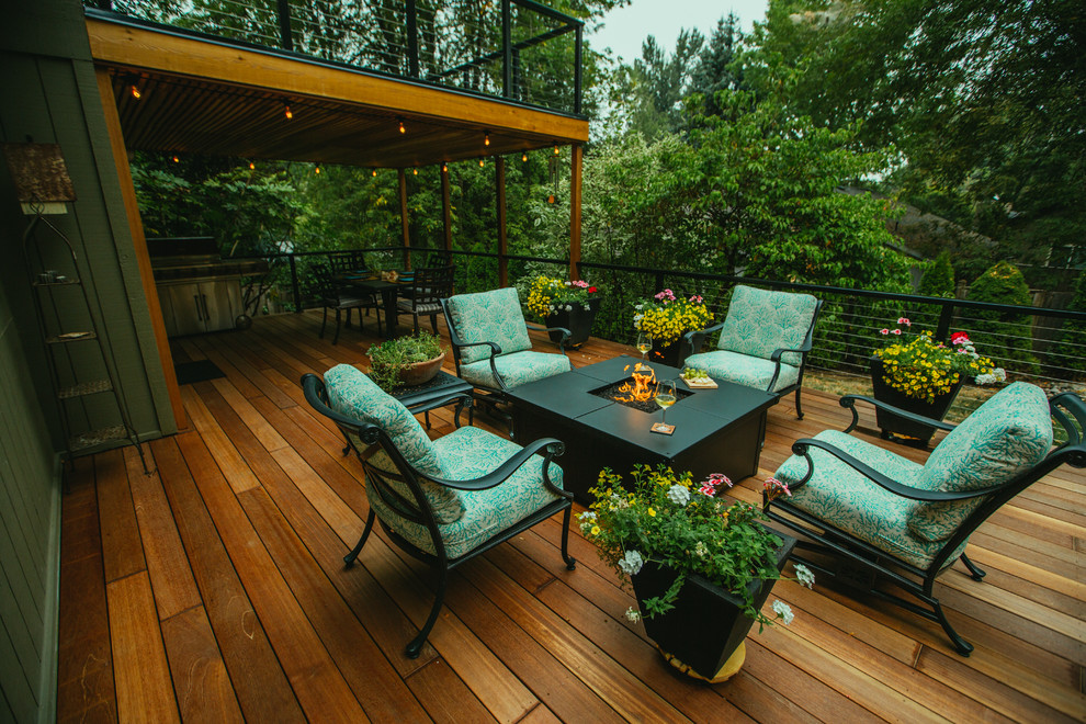 Design ideas for a large contemporary back terrace in Portland with no cover.