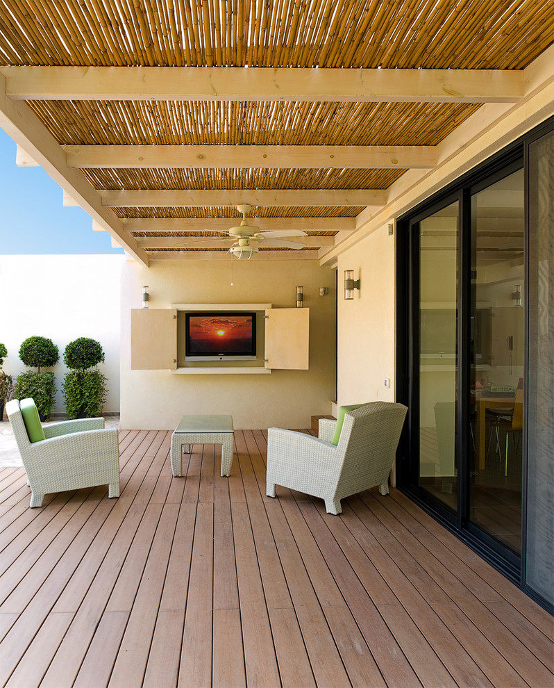 Trendy deck photo in Other with an awning