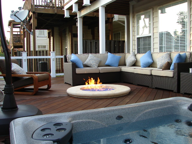 Hot Tub On Ipe Deck Terrace Tampa, Hot Tub Fire Pit