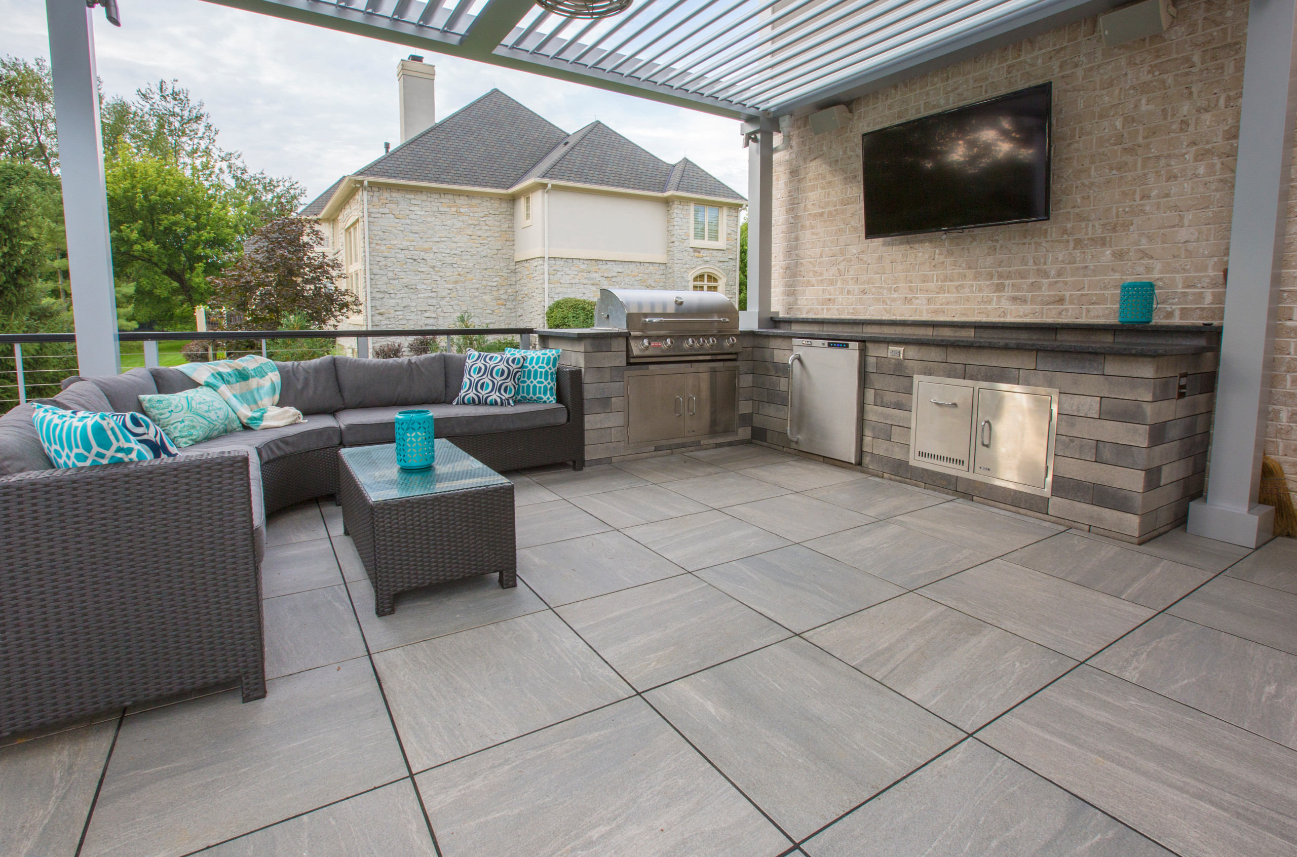 Fishers Indiana Paver Patio Porcelain Tile Deck Modern Indianapolis By Aspen Outdoor Designs Inc Houzz Paver Patio Porcelain Tile Deck, Concrete Tiles Outdoor Indianapolis