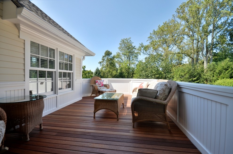 Large elegant backyard deck photo in New York with no cover