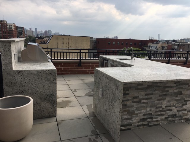 Throwback to this awesome outdoor kitchen countertop we installed with a  waterfall/mitered l…