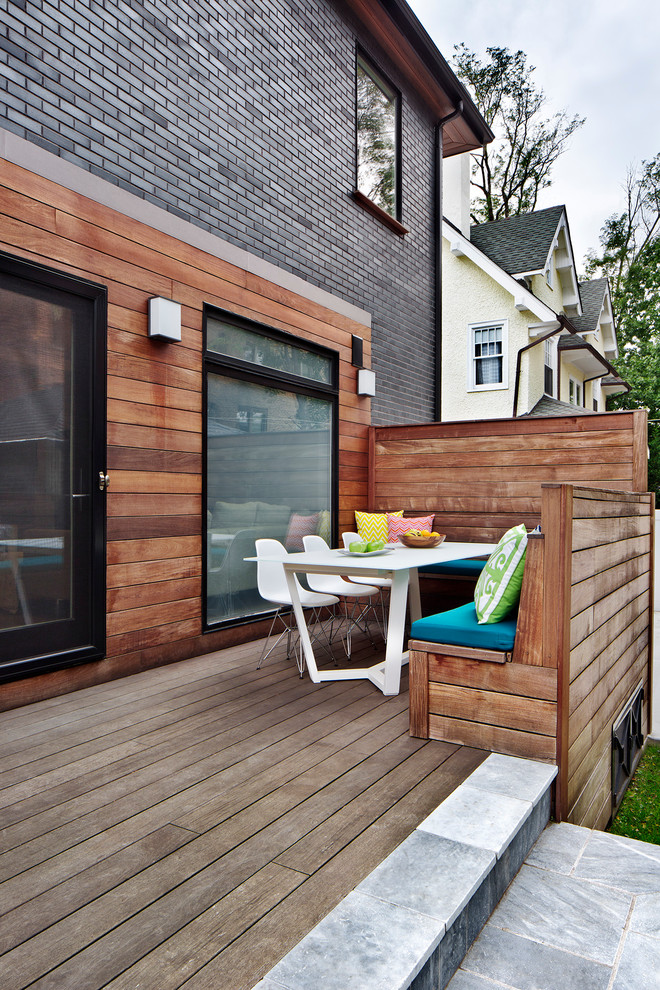 Medium sized contemporary back terrace in New York with no cover.