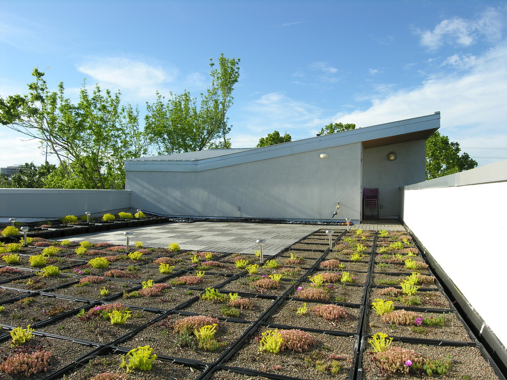 Idee per una terrazza design sul tetto e sul tetto