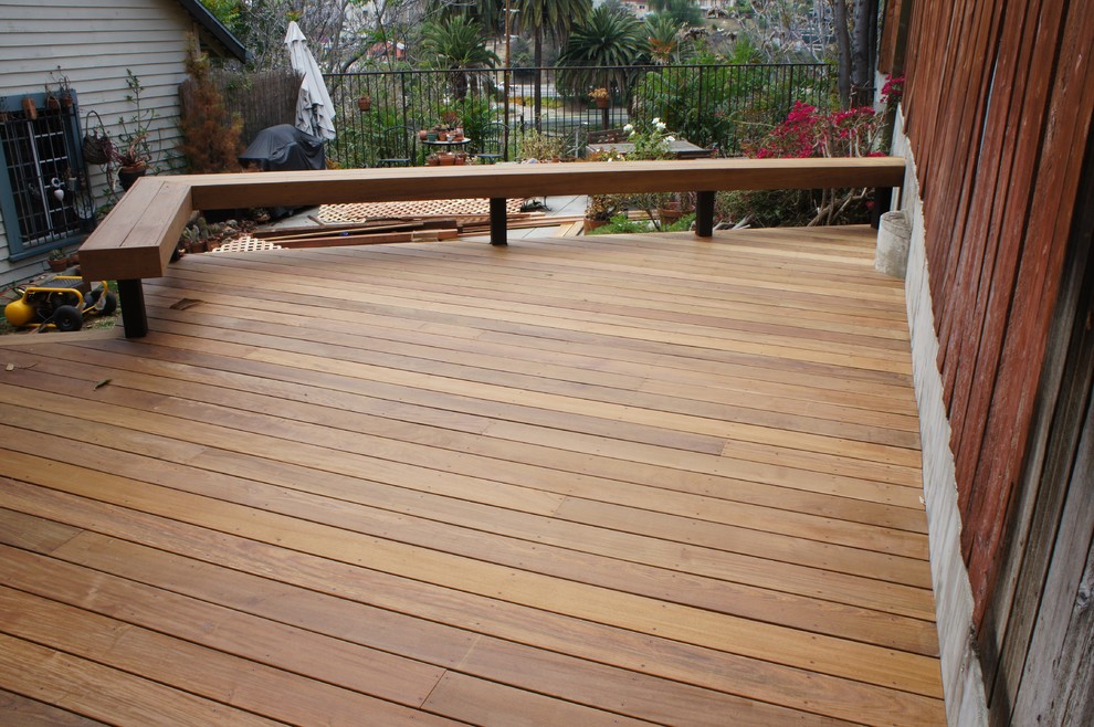 Ironwood deck and bench Craftsman Deck Los Angeles by LADecks