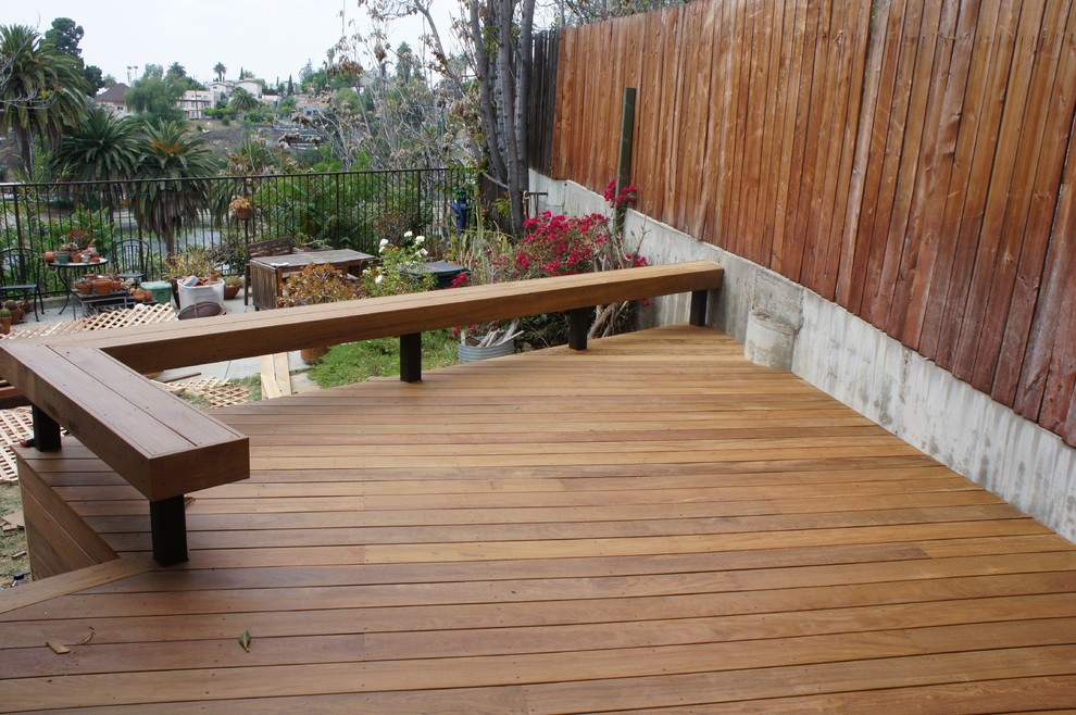 Ironwood deck and bench Craftsman Deck Los Angeles by LADecks
