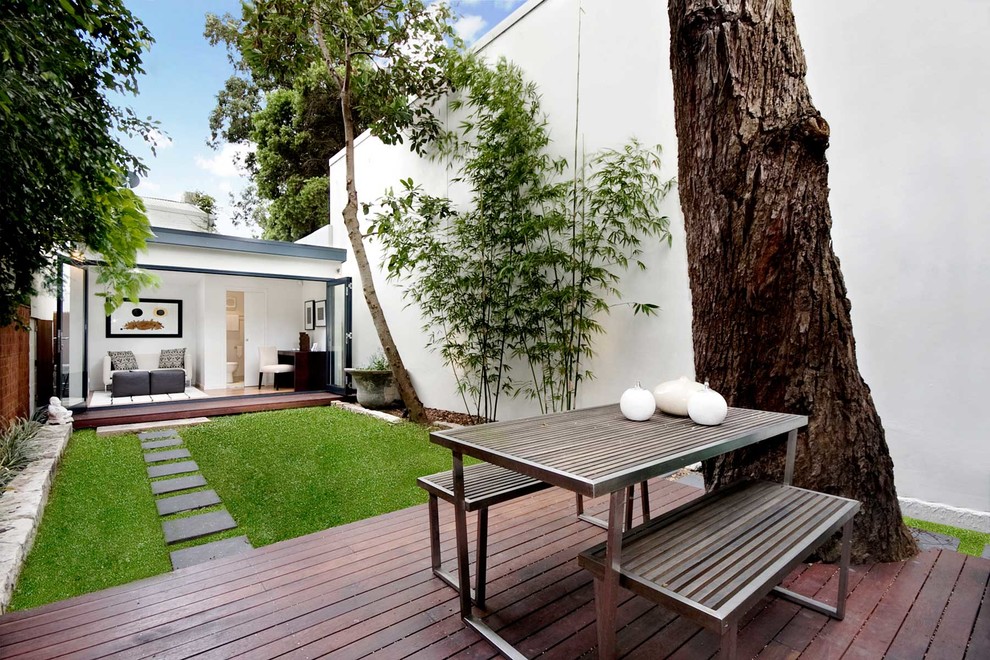 Unbedeckte, Mittelgroße Moderne Terrasse hinter dem Haus in Sydney