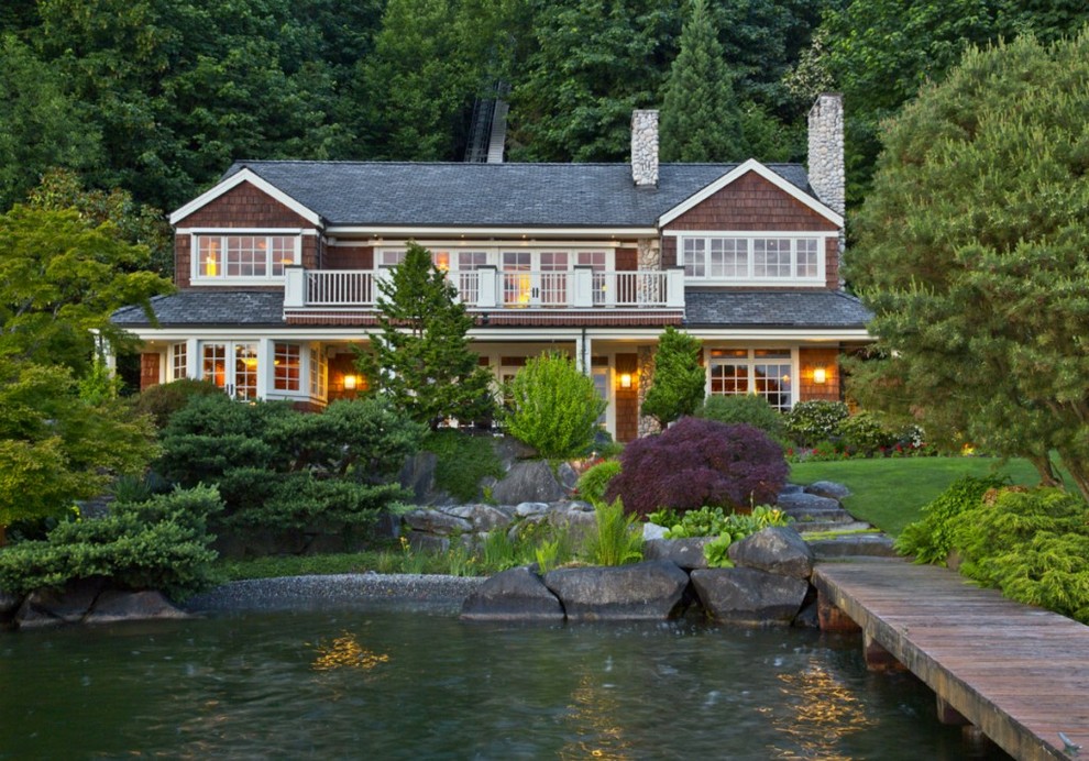 Inspiration for a mid-sized coastal backyard dock remodel in Seattle with no cover