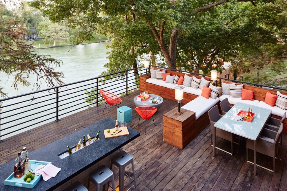 Inspiration for a large eclectic back terrace in Dallas with no cover.