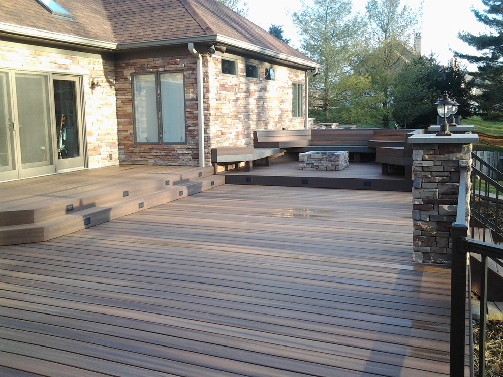 Inspiration for a large craftsman backyard outdoor kitchen deck remodel in Indianapolis with no cover