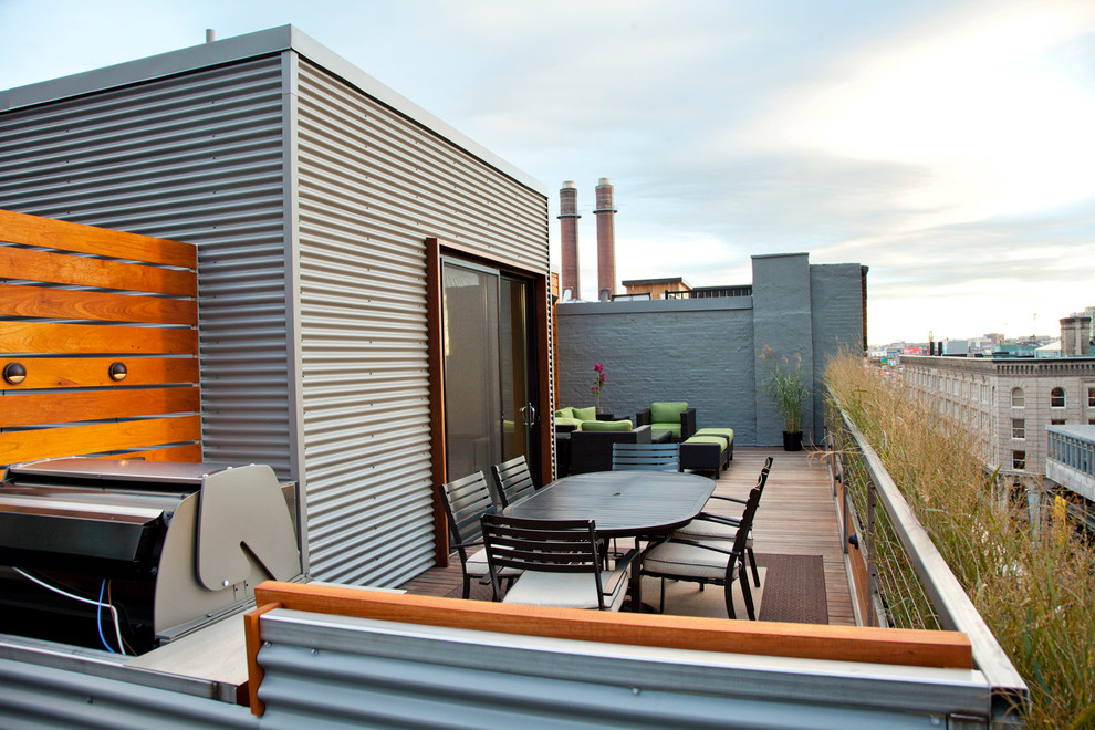 Inspiration pour une terrasse design avec une cuisine d'été et aucune couverture.