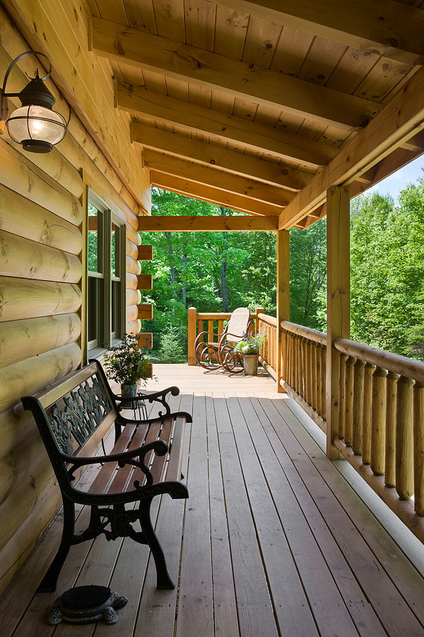 Log Homes & Cabins Coventry Log Homes The Ascutney Rustic Deck