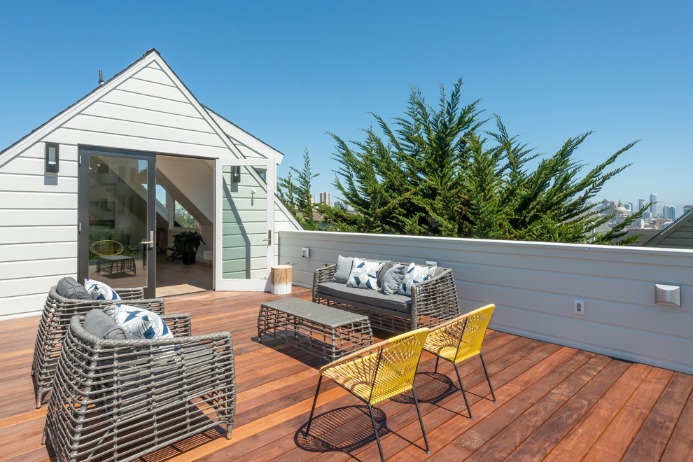 Deck - mid-sized contemporary rooftop deck idea in San Francisco with no cover