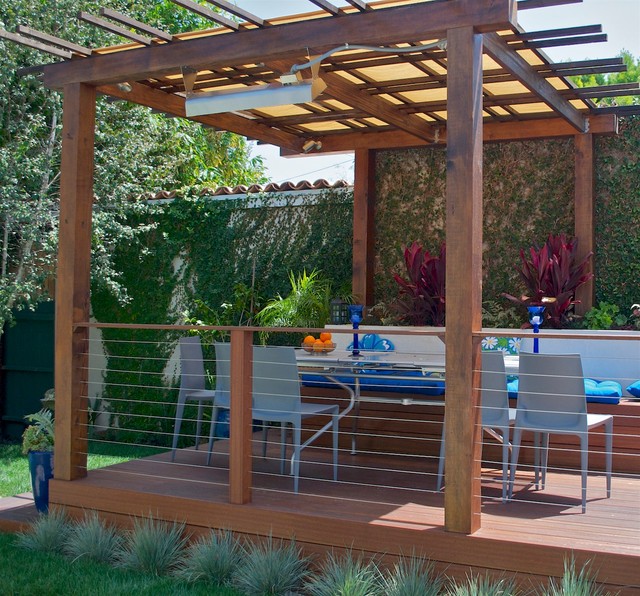 Mangaris Deck, Pergola, Seating Bench and Safety Cable Rail - Contemporáneo  - Terraza y balcón - Los Ángeles - de Outside InStyle | Houzz