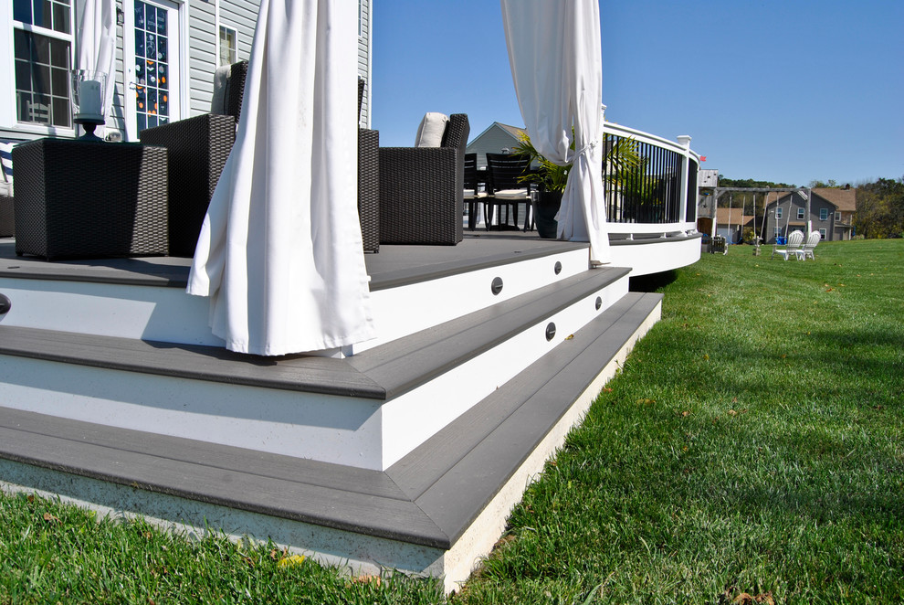 Inspiration for a medium sized contemporary back terrace in Philadelphia with a pergola.