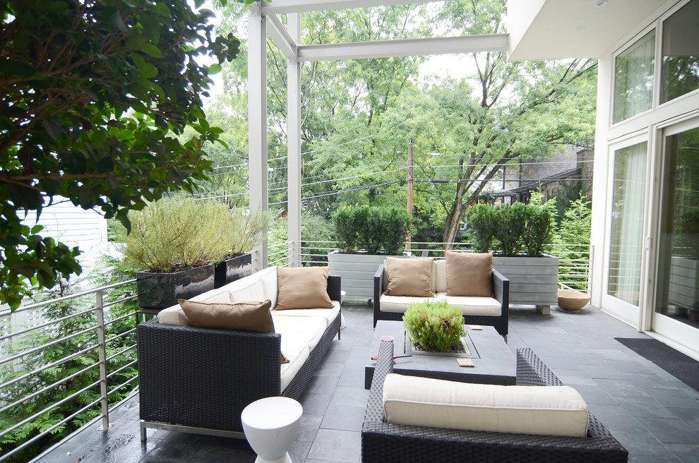 Photo of a contemporary back terrace in Atlanta with no cover.