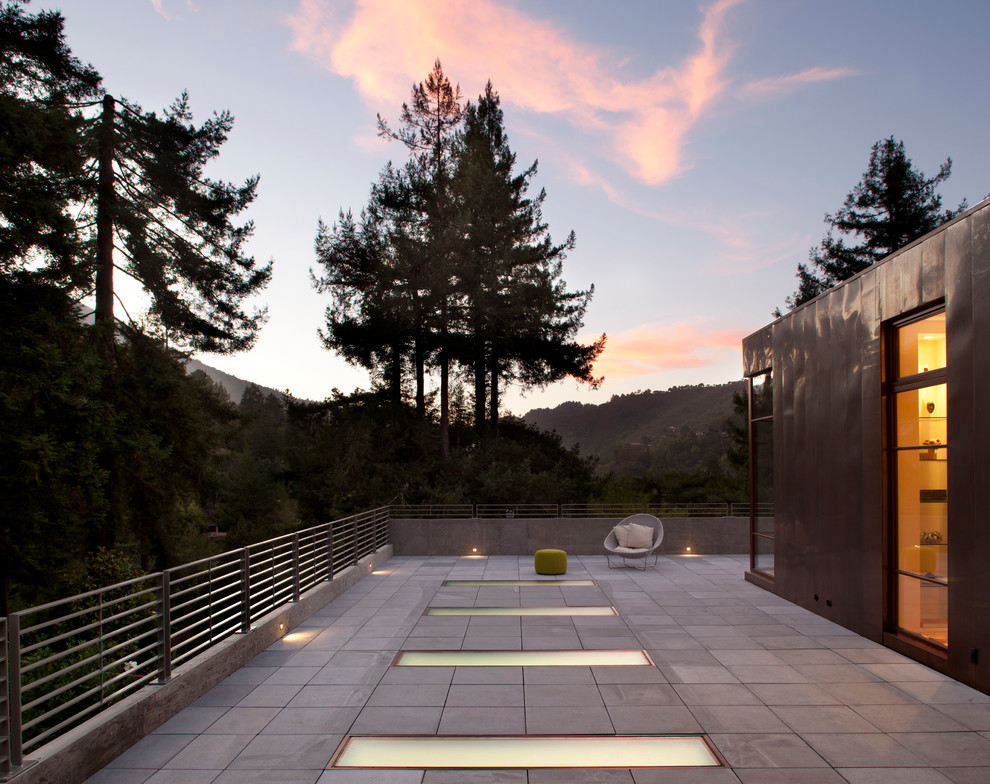 Mittelgroße, Unbedeckte Moderne Terrasse in San Francisco