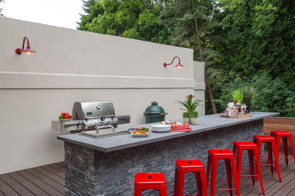 Inspiration for a small contemporary back terrace in Other with an outdoor kitchen and no cover.