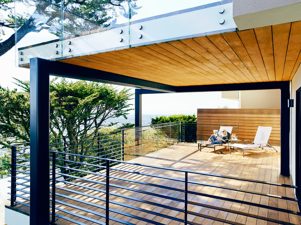 Design ideas for a large contemporary back terrace in San Francisco with no cover.