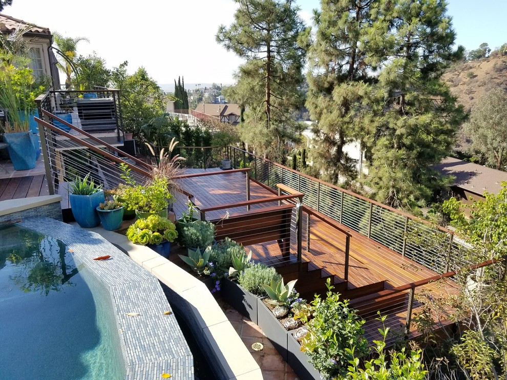 Multilevel Deck on Hillside in Mount Olympus Contemporary Deck