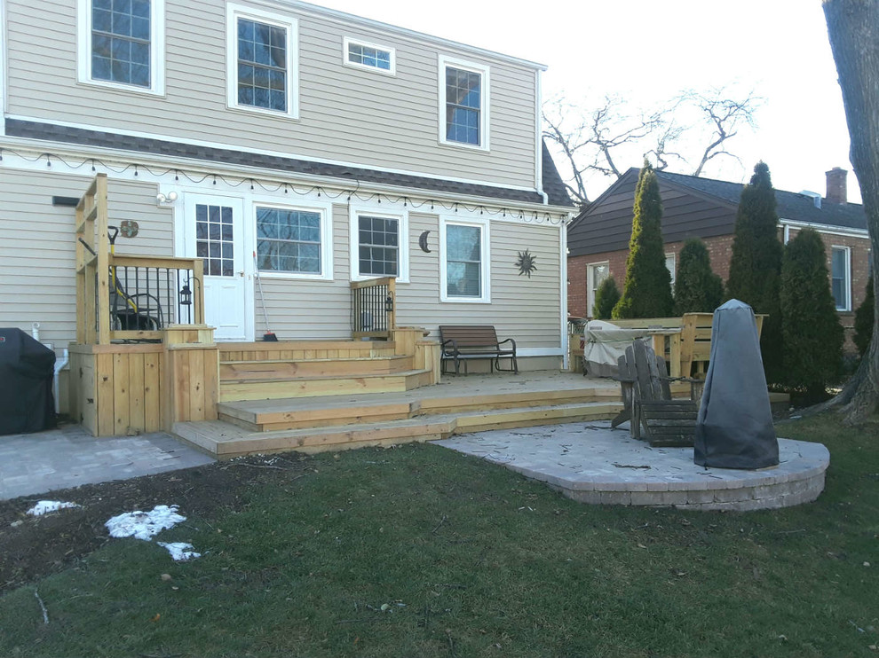Multilevel Wood Deck with Paver Patio by Elmhurst, IL Deck and Patio