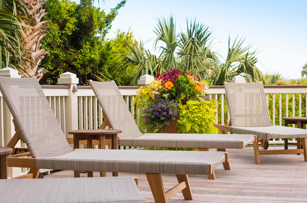Deck - large transitional backyard deck idea in Charleston with no cover