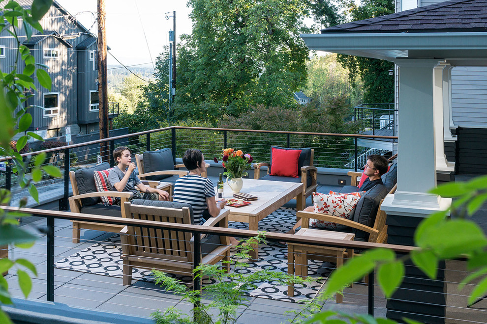 Outdoor deck above garage Traditional Deck Portland by KuDa