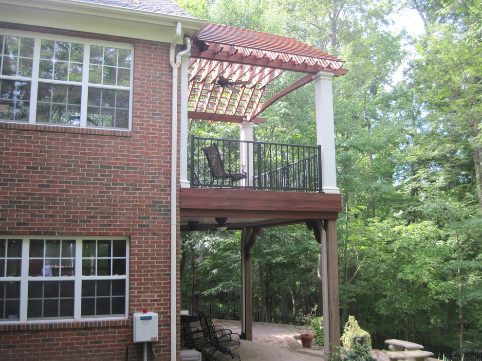 Inspiration for a large classic terrace in Charlotte with a pergola.