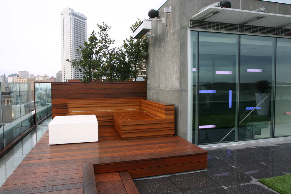 This is an example of a contemporary roof rooftop terrace in San Francisco with no cover.