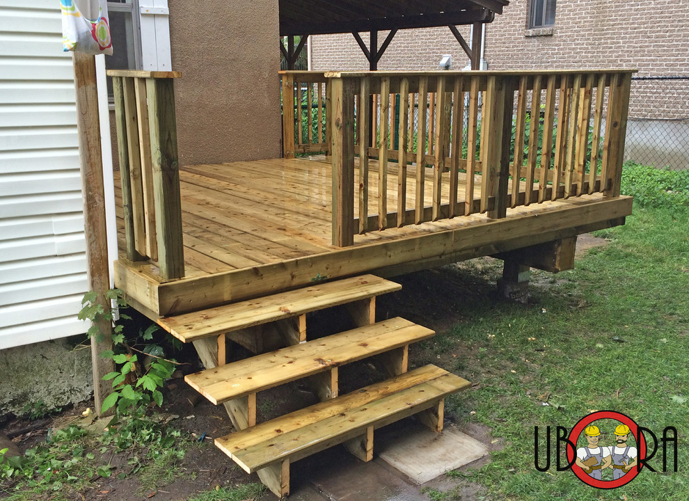 Pressure -Treated Wood Deck with Wood Railings - Deck - Other - by ...