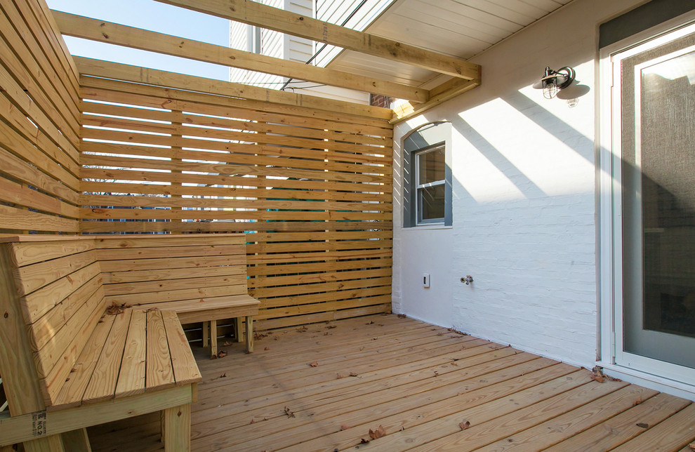 Private Deck Off Kitchen with Wood Slats Traditional Deck