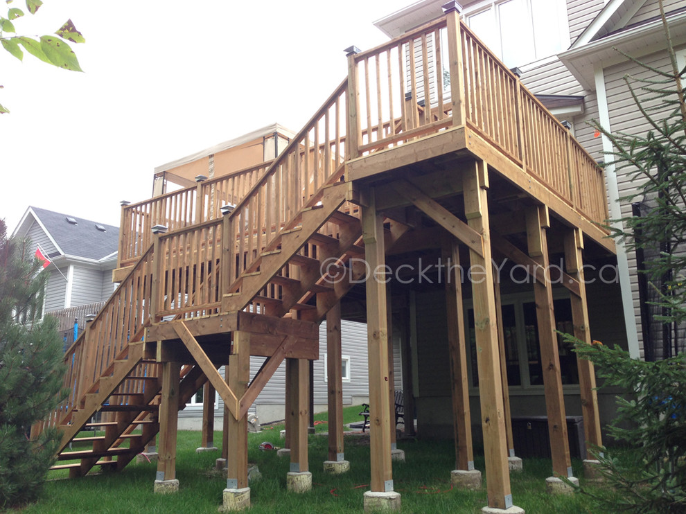 Raised Brown Wood Deck - Traditional - Deck - Toronto - by Deck the ...