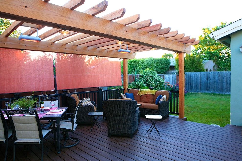 Medium sized contemporary back terrace in Other with an outdoor kitchen.