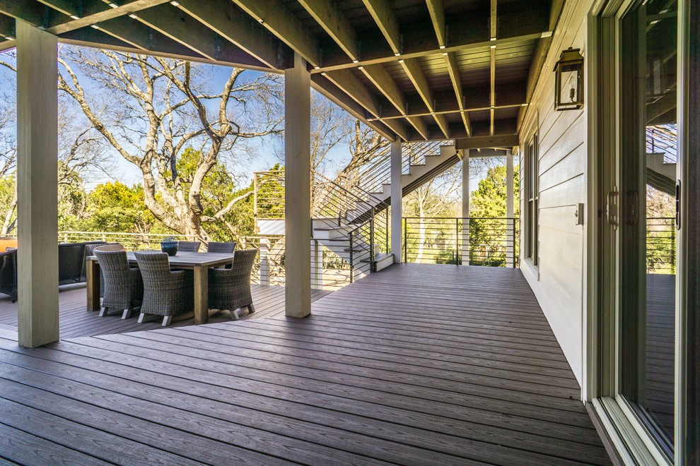 Design ideas for a large contemporary back terrace in Austin with no cover.