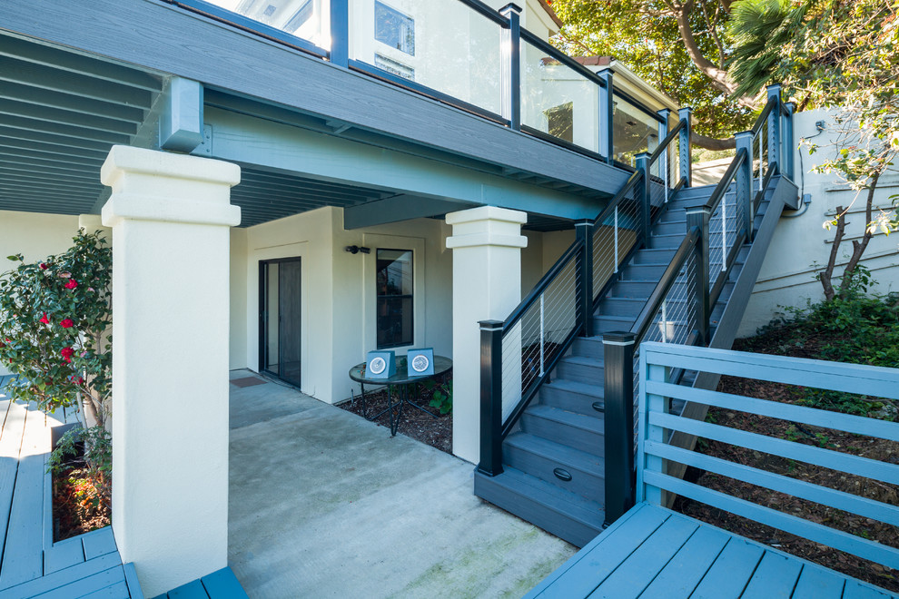 Deck - large contemporary backyard deck idea in San Luis Obispo with no cover