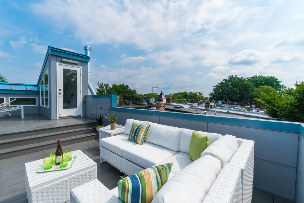 Medium sized contemporary roof terrace in DC Metro with no cover.