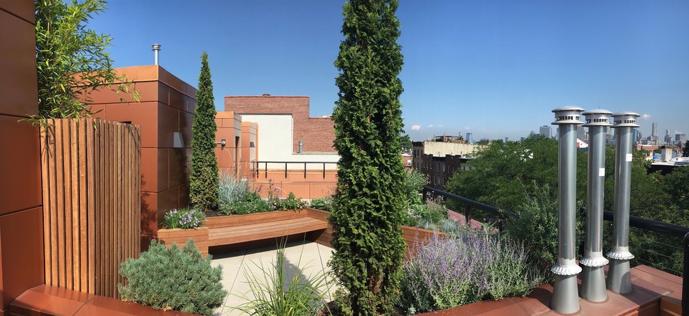 Inspiration for a mid-sized modern deck container garden remodel in New York