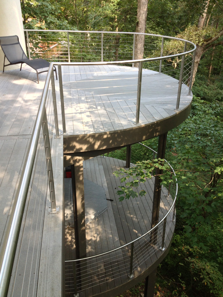 Round Tube Stainless Steel Cable Railing Modern Deck Atlanta by