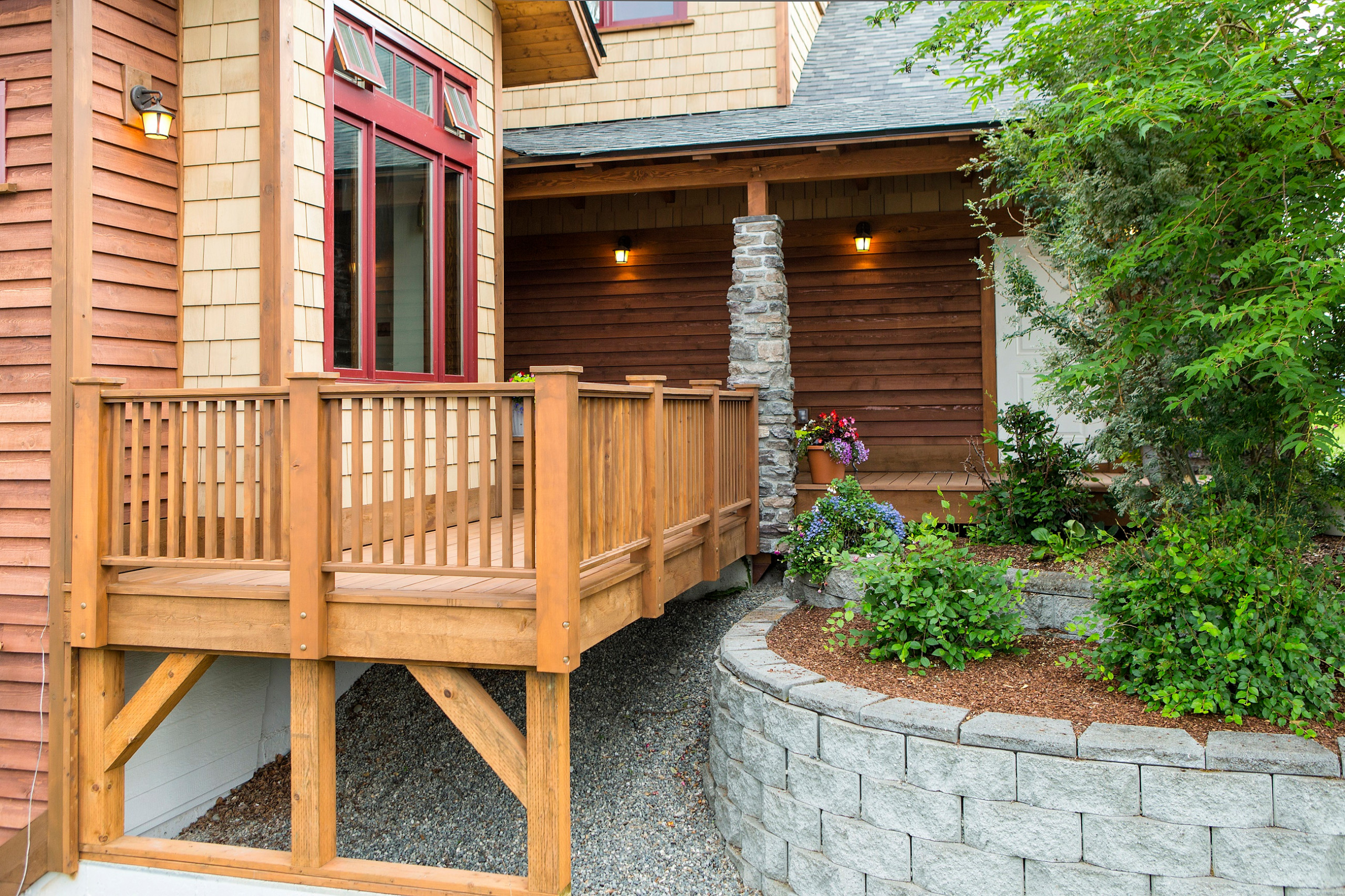 Rustic Entryway Walkway And Back Decks With Trex Decking And Cedar Railing Rustic Deck Other By Treeline Construction Houzz