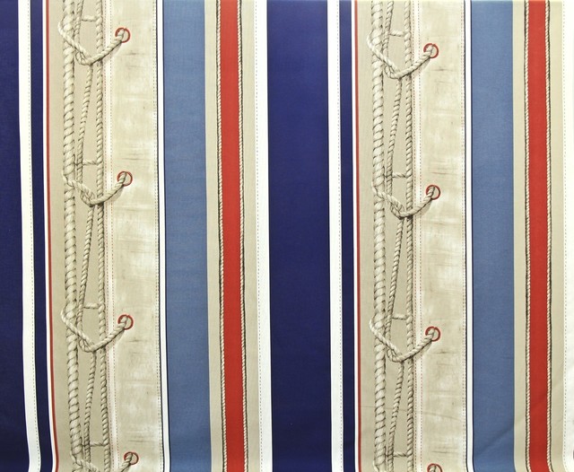 Sail boat fabric nautical rope rigging red blue stripes Beach Style Deck by Brick House