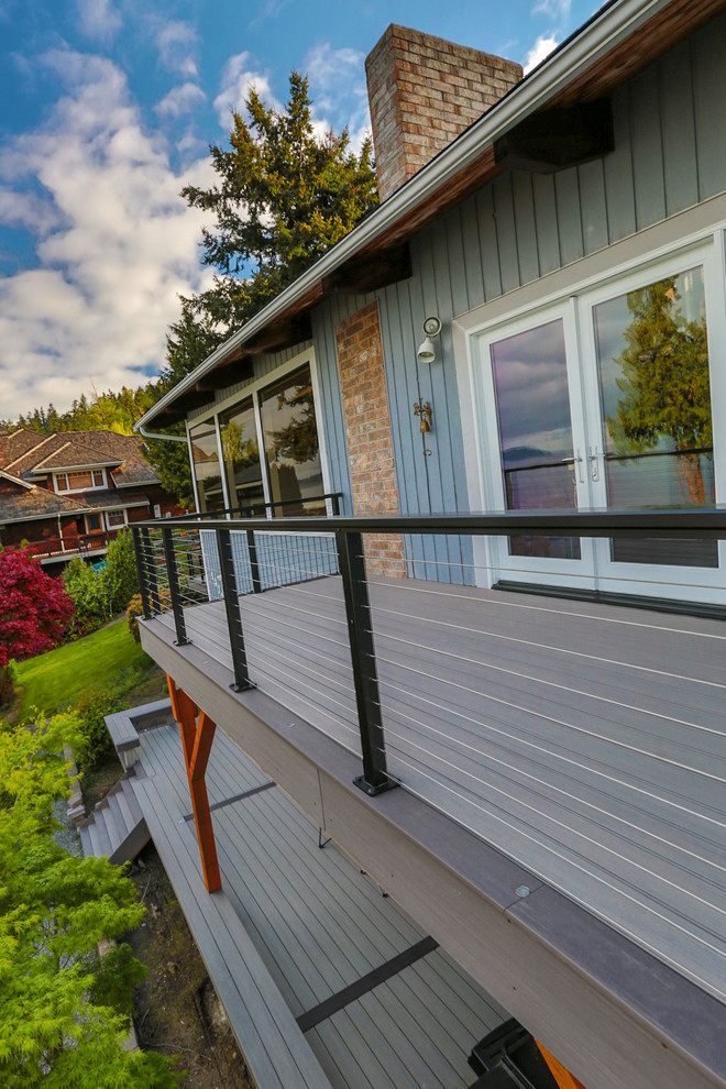 This is an example of a large beach style side terrace in Seattle.