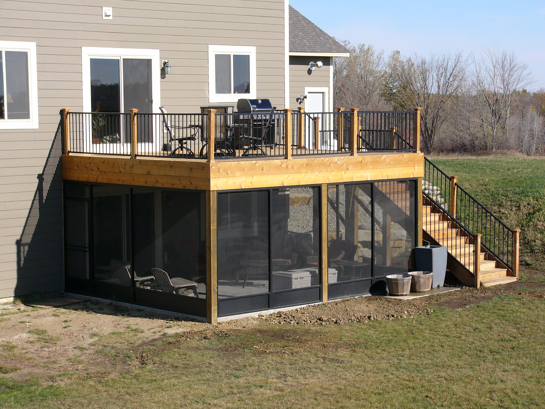 Screened Porch Under Deck Houzz, How To Screen In Patio Under Deck