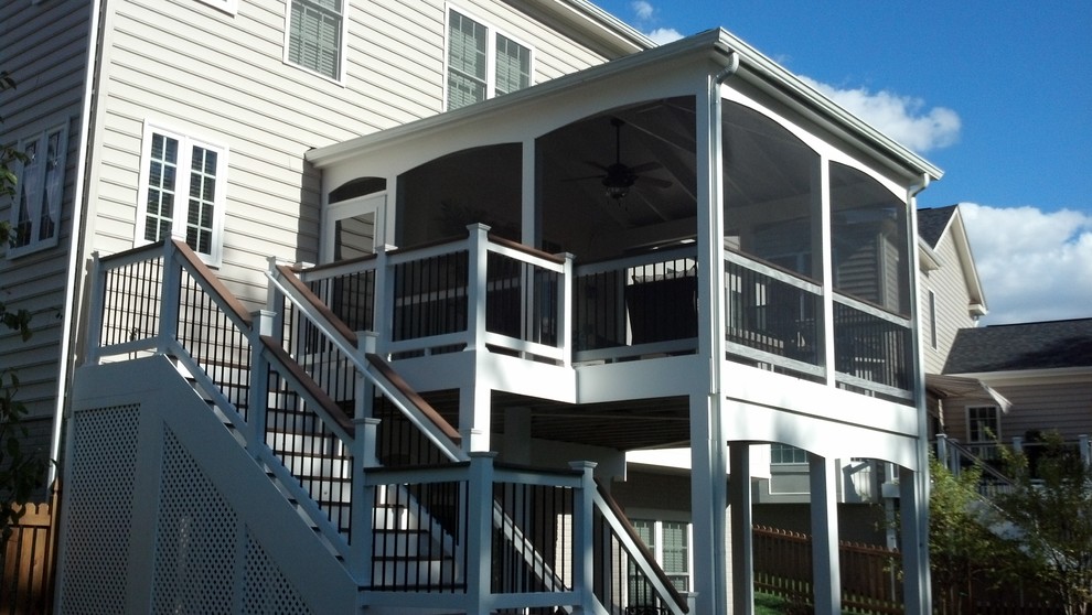 Screened Porch_Open Deck Combo_White Vinyl Rail System_Black Aluminum