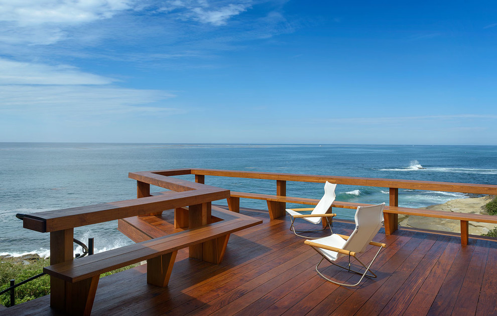 Immagine di una terrazza stile marino con nessuna copertura