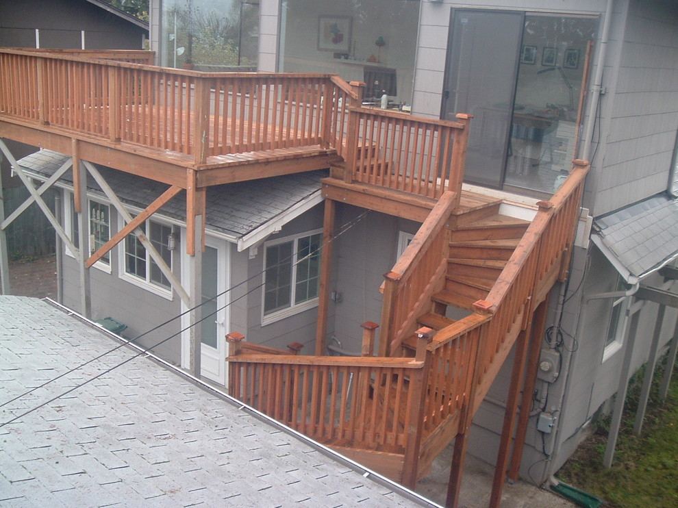 Second story deck with stairs Traditional Deck Seattle by