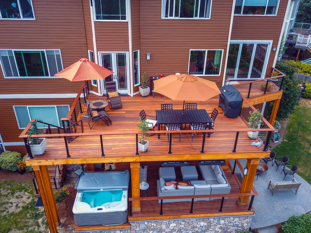 Design ideas for a large modern back terrace in Seattle with no cover.