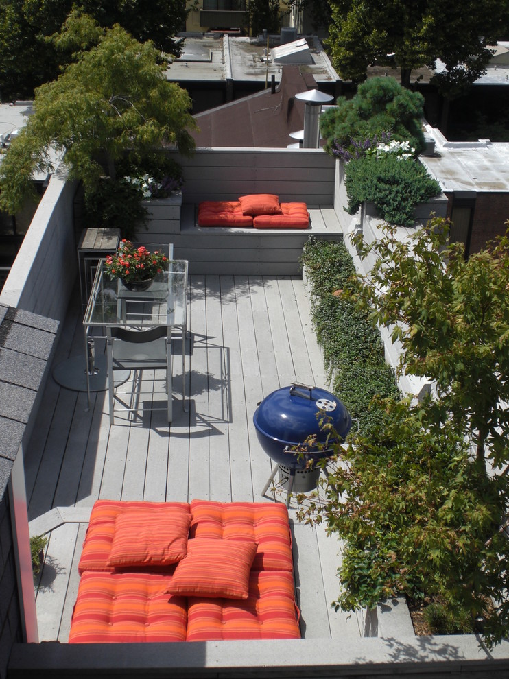 Modelo de terraza minimalista sin cubierta en azotea