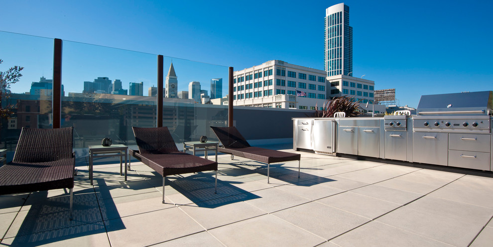 Photo of a contemporary roof rooftop terrace in San Francisco with a bbq area.
